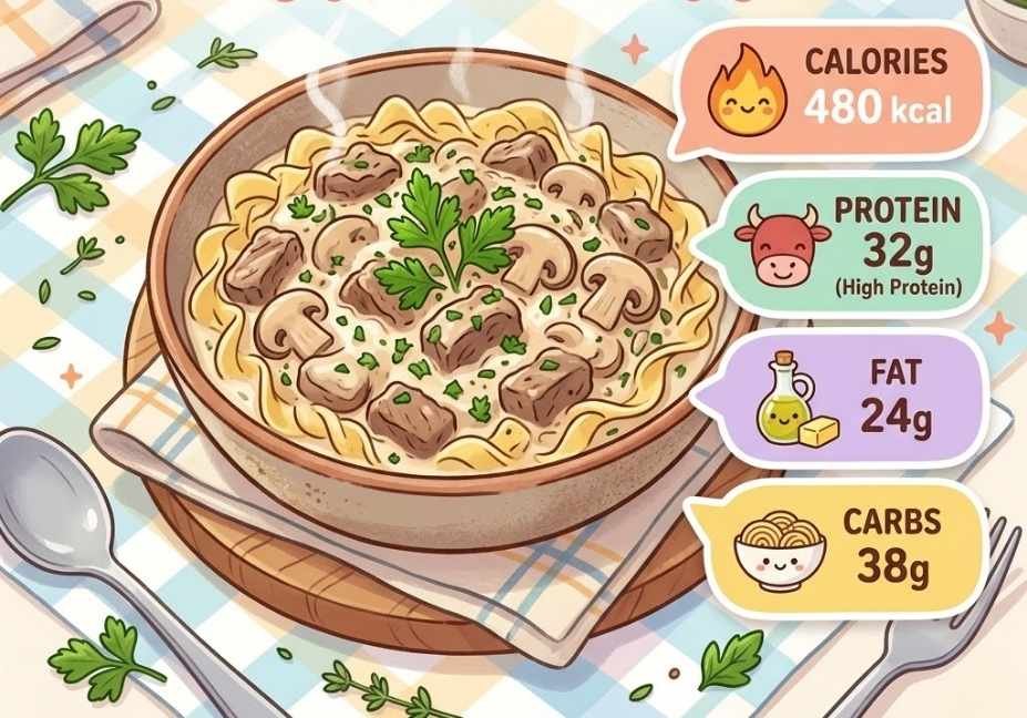 Pastel-colored callout bubbles display nutrition badges for calories, protein, fat, and carbs with smiling food icons.
Set against a bright, airy checkered pastel tablecloth background with scattered herbs.